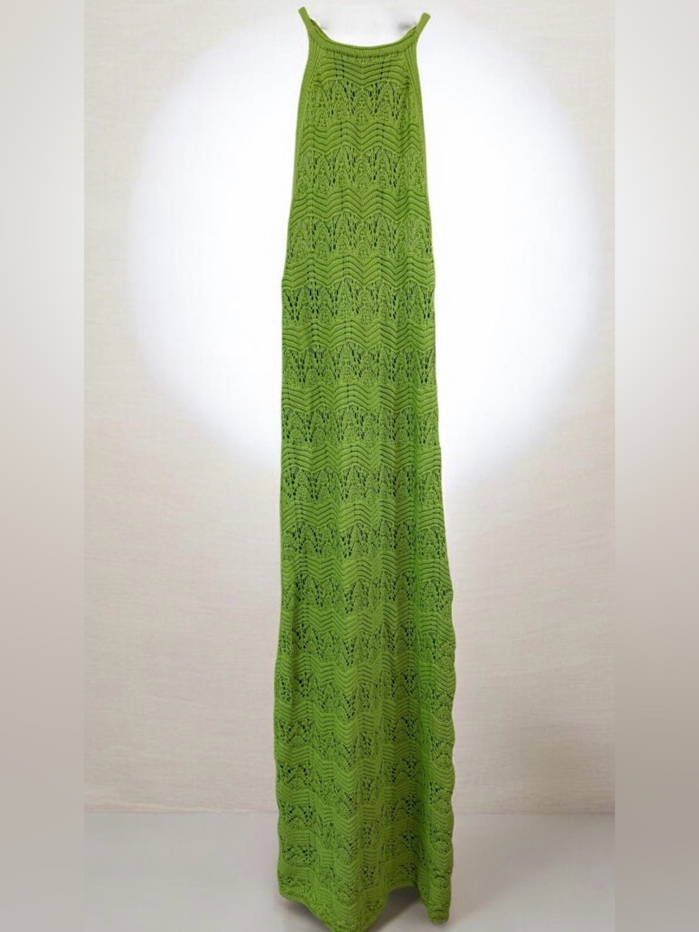 House of Harlow 1960 Green Crochet Halter Maxi Dress
